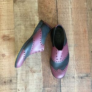 Biion Golf Shoes Oxford Wingtip Style Slip-On M6 W8 EU39 Crimson‎ Black EUC